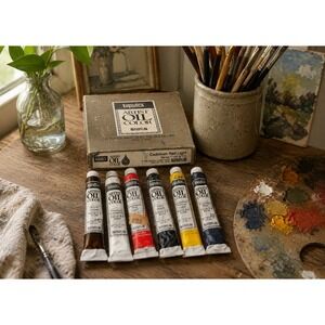 Vintage Liquitex Artist Oil‎ Color Paint Set 6 Tubes Binney & Smith USA w/ Box